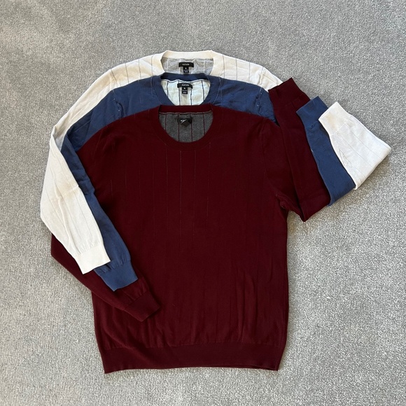 Men's Alfani Double Knit Sweater, Red/Grey Blue/White White/Grey Pinstripes XL - Picture 1 of 15